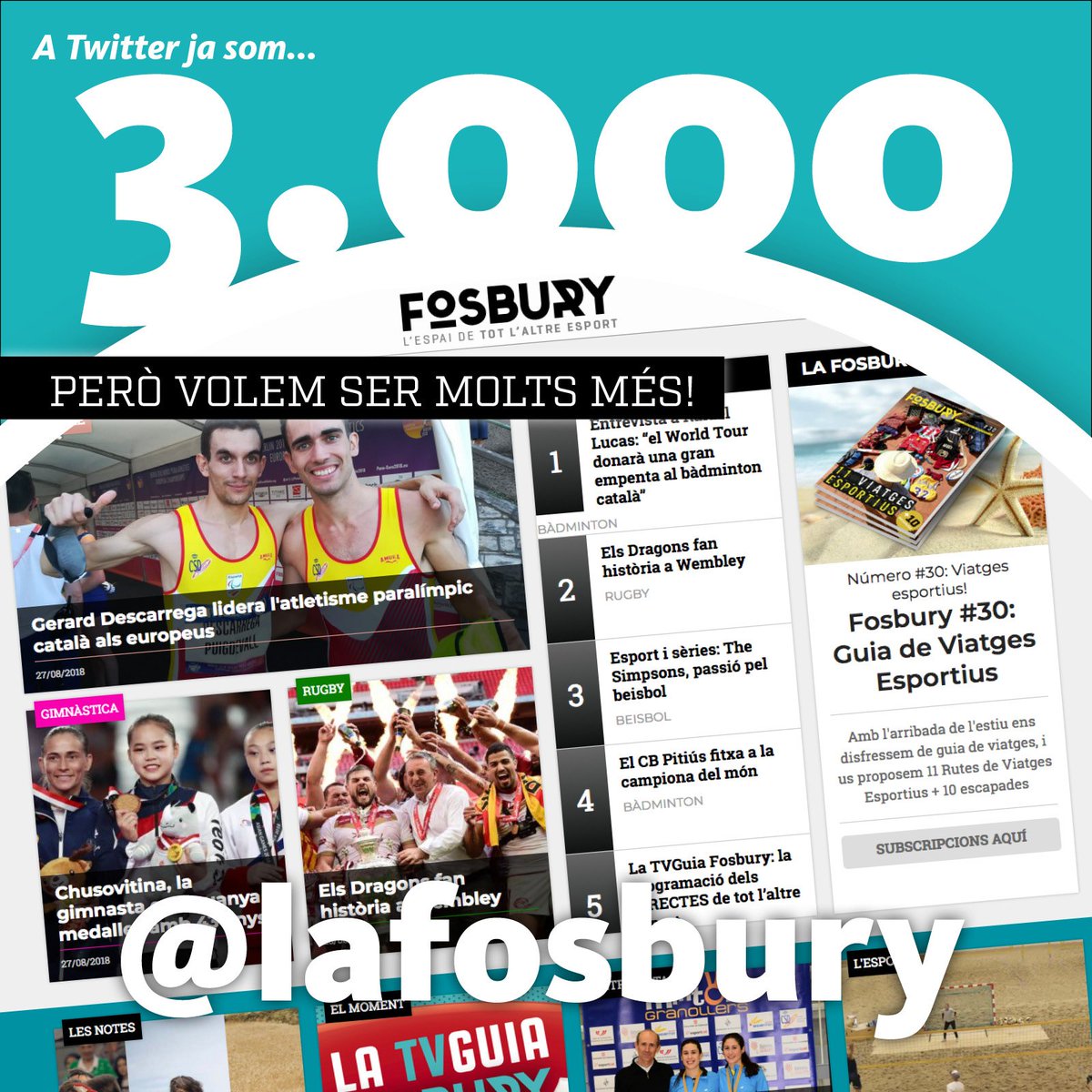 LaFosbury's tweet photo. 🙌 A "can twitter" ja som 3.000, però volem ser molts més! Ens ajudes amb un RT a fer més visible tot l'altre esport que hi ha més enllà del ⚽️? #Fosbury #SiguesFosbury 💻 https://t.co/o1AmifZQKL https://t.co/3Q6a2gw6Hc