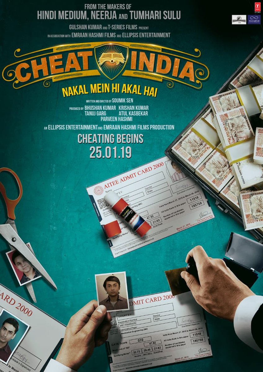mdhasan10036240's tweet photo. #NAKALMEINHIAKALHAI . TEASER POSTER OF #CHEATINDIA FEATURING - BOLLYWOOD SUPERSTAR EMRAAN HASHMI @emraanhashmi AS THE MAIN LEAD . #VYAPAMSCAM #CBSELEAK #CBSEPAPERLEAKS #MBBSSEATS #EDUCATION #MEDICALSEATS #SCAM #SSCSCAM #HSCSCAM #CSE2019 #IIPMSCAM . IN CINEMAS 25 TH JANUARY 2019 https://t.co/VrcxfXXwKy
