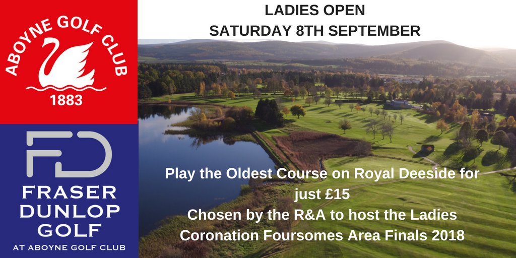 Ladies we look forward to welcoming you to <a href="/AboyneGolf/">Aboyne Golf Club</a>: the oldest #golfcourse on #RoyalDeeside. Home to <a href="/RandA/">The R&A</a> Coronation #Foursomes finals 2018.  Late bookings at bit.ly/2wlZ1kR #LadiesGolf #GolfAboyne #MustPlay #hiddengem  #GolfUK