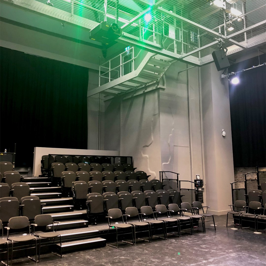 Lights on <a href="/GoldsmithsUoL/">Goldsmiths, University of London</a> #Georgewoodtheatre #architecture #theatre #design