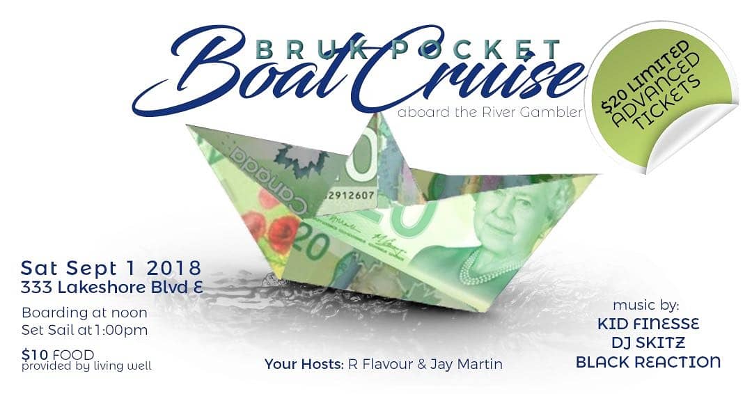 This Saturday we are taking you out on our last boat ride of the summer. Bruk Pocket Boat Ride. The last two sold out in a week so please don’t delay. 1-5. Good times,good music. For only $20 bucks 🤷🏾‍♂️. Food available for purchase.  #brukpocketpawty #lastonediboatdidleaveme