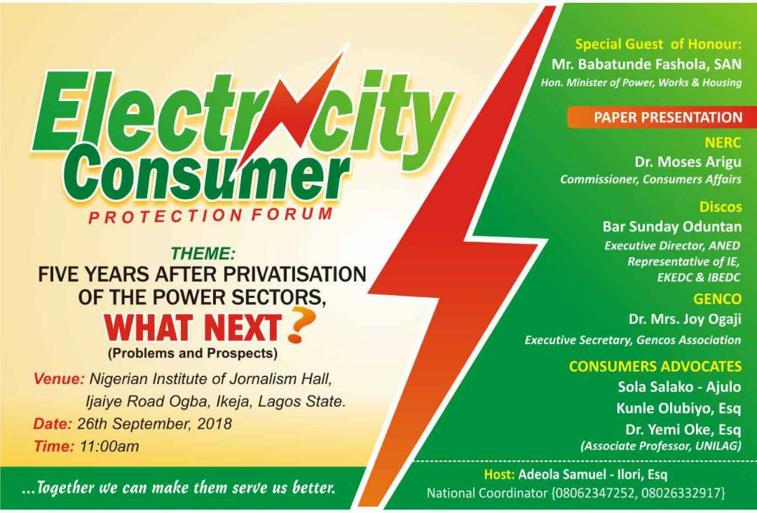 ProtectionForum's tweet photo. The first ever organised summit by consumers advocacy group is here ,you can't afford to miss it. This is being organized by Electricity consumers protection forum https://t.co/ibSY2dSg5G