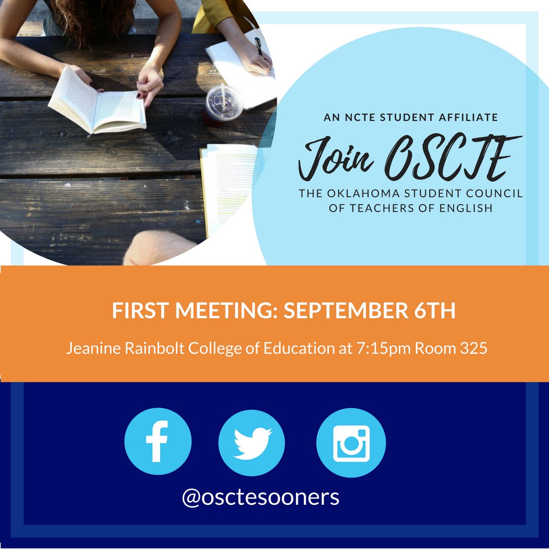 Less than 10 days till our first meeting! Come join us! #okcte #ncte #studentaffiliate