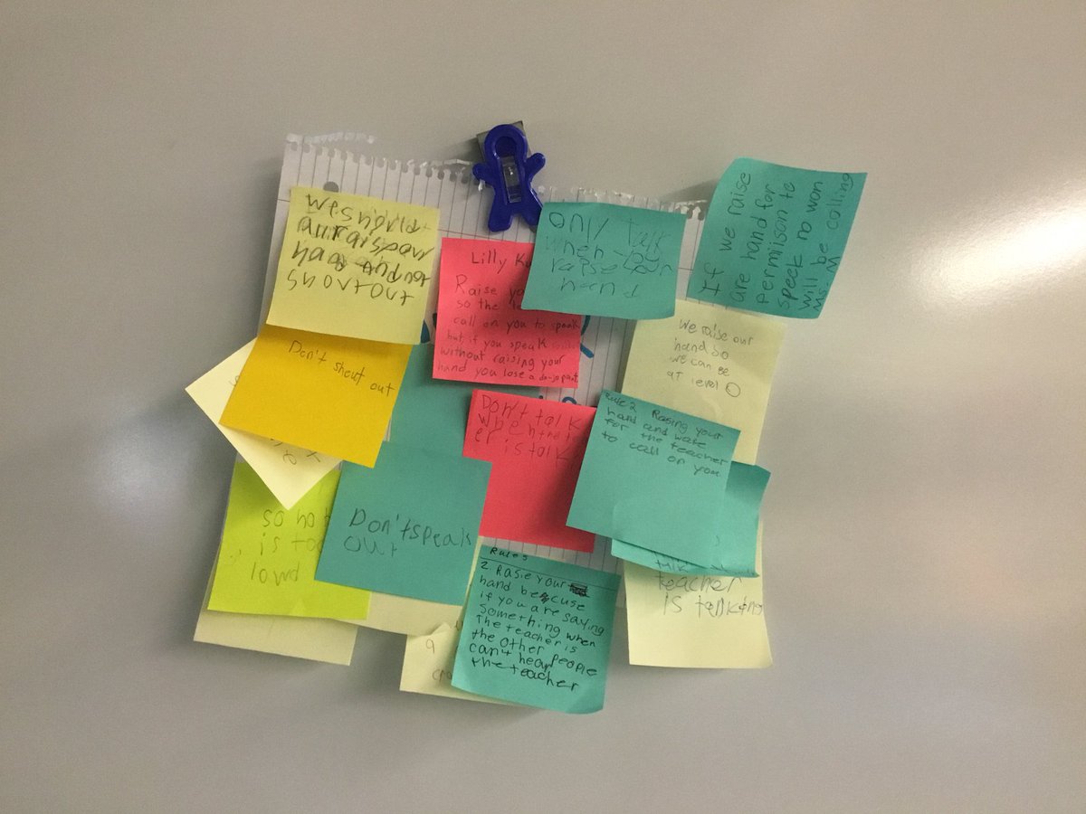 5thKackys's tweet photo. The class reviewed the class rules using a Chalk Talk! Students wrote reasons why these rules are important and examples. They set a goal for doing it silently for 10 minutes and rocked it! https://t.co/Mz3g3WZK3K