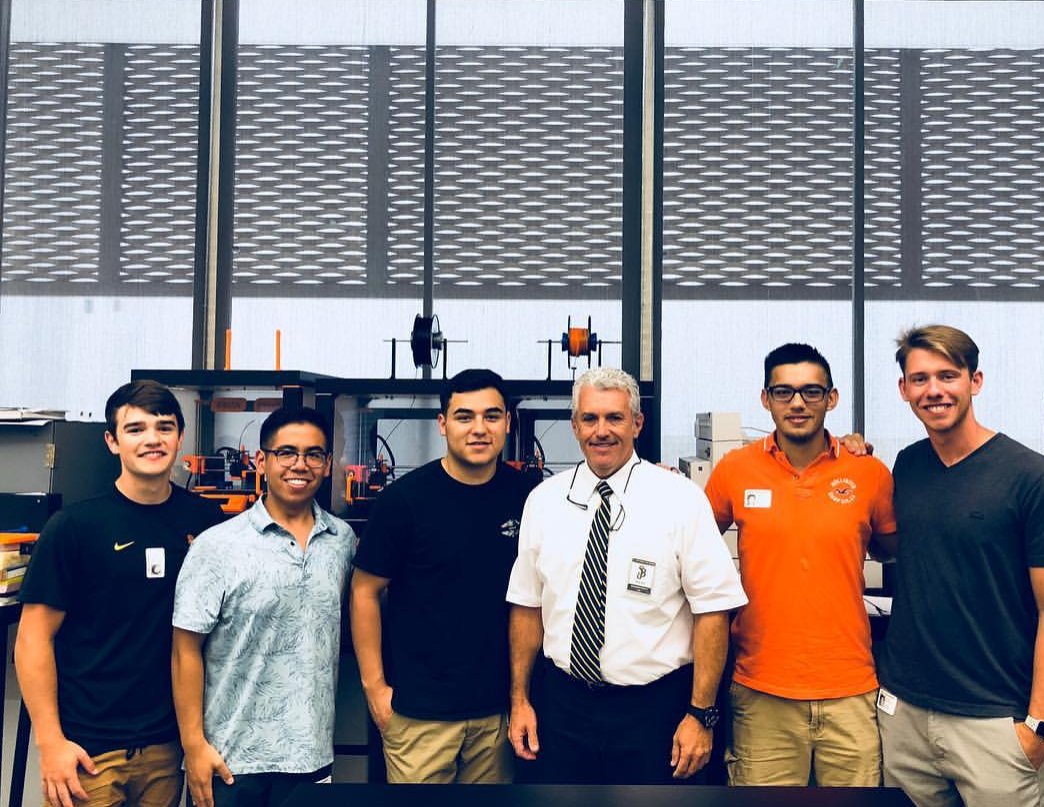 StJohnBoscoHS's tweet photo. Several members of the SJB Class of 2017 visited one of our best faculty members, Mr. Walt Wippler of the Science Department and lead of our Engineering Pathway, recently-- and, offered gratitude to one of their Bosco mentors. #BoscoGrad17 #BoscoBrotherhood https://t.co/r3S0JZ8vOT