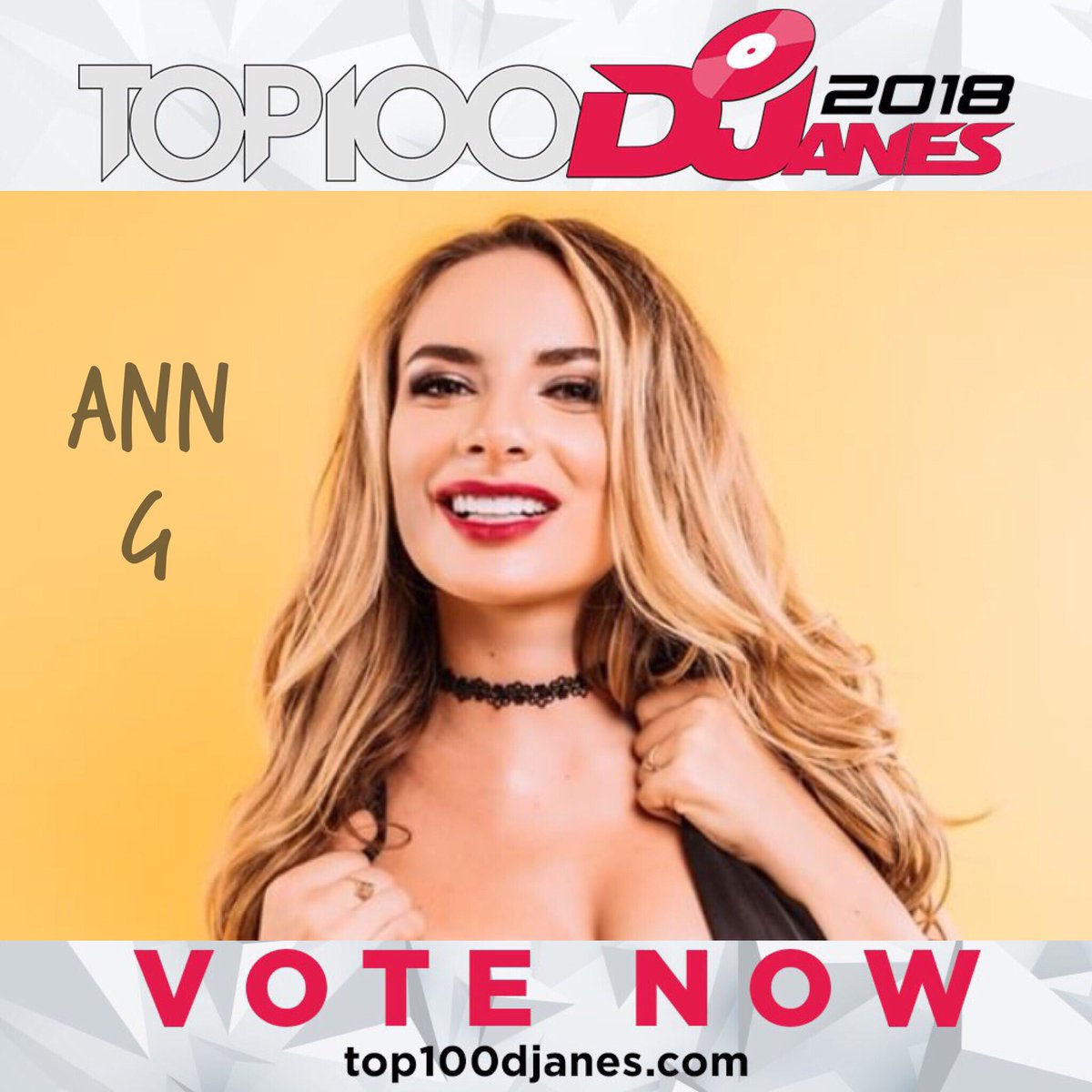 Top100Djanes's tweet photo. SHOW YOUR SUPPORT &amp; VOTE NOW for @Dj_Ann_G at https://t.co/aDb55o2IDc by #djanemag! 
Wanna know more about #DJAnnG? Check out &amp; follow inst@dj_ann.g_official https://t.co/AvgzuHWK9t