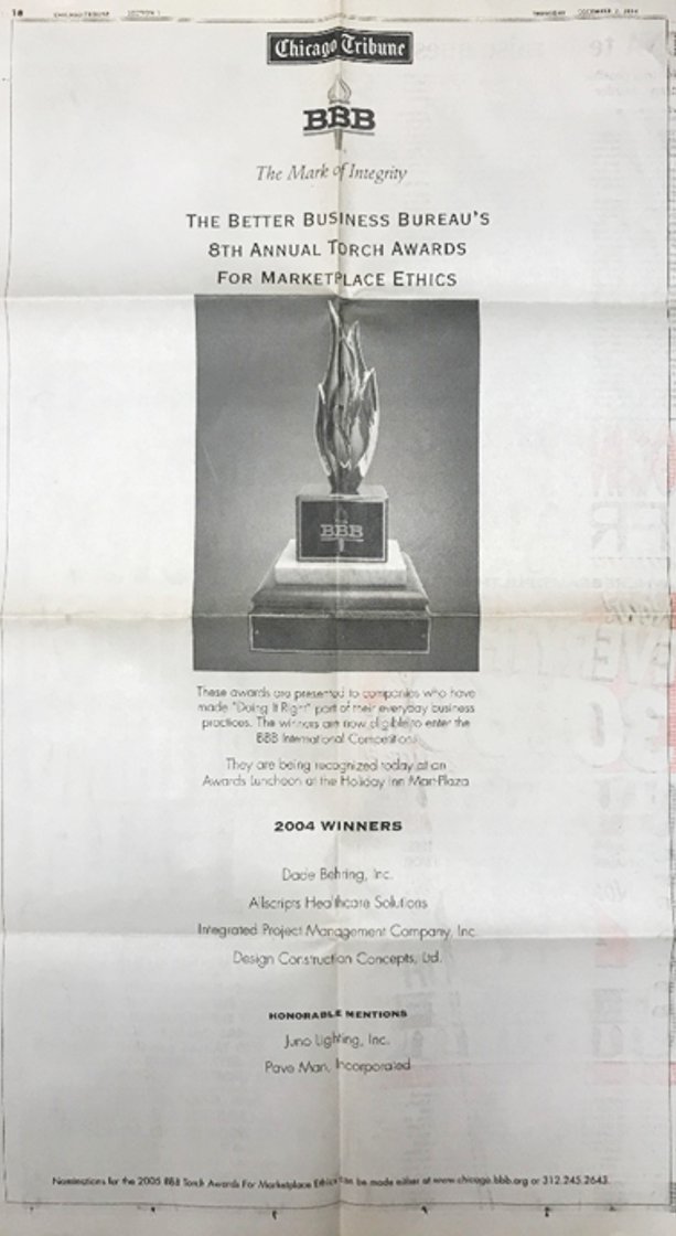 IPMCinc's tweet photo. #30YearsofIPM | 2004 | IPM's abundance of #awards begins in 2004, with the Chicago #BetterBusinessBureau Torch Award for Marketplace Ethics from @ChicagoBBB. https://t.co/hHm1mDgtTO