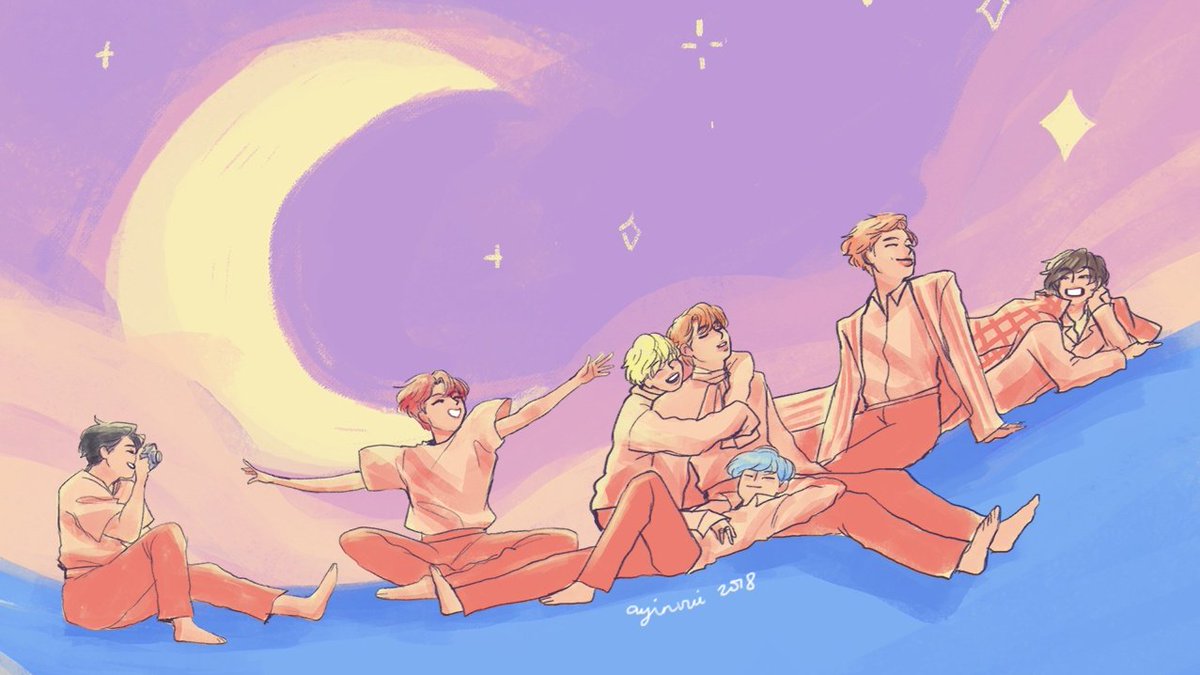 ayinvui's tweet photo. We're on a journey to love ourselves. ✨

This came to mind when I first listened to Answer Love Myself. I wanted to capture what I felt throughout the song &amp; to celebrate the LY series with OT7 art. 💜

Thank you so much @BTS_twt! 💜

#BTS #BTSfanart #btsartmy #artPH https://t.co/5X0ShDh3u4
