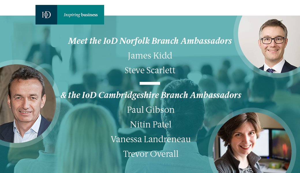 IoDEastEngland's tweet photo. IoD East of England are proud to introduce our new Norfolk and Cambridgeshire branch ambassadors. Read their full interviews on our news page… #IoDEast #IoDNorfolk #IoDCambridgeshire
https://t.co/yqMtdMGaB0 https://t.co/tISbMtUM1d