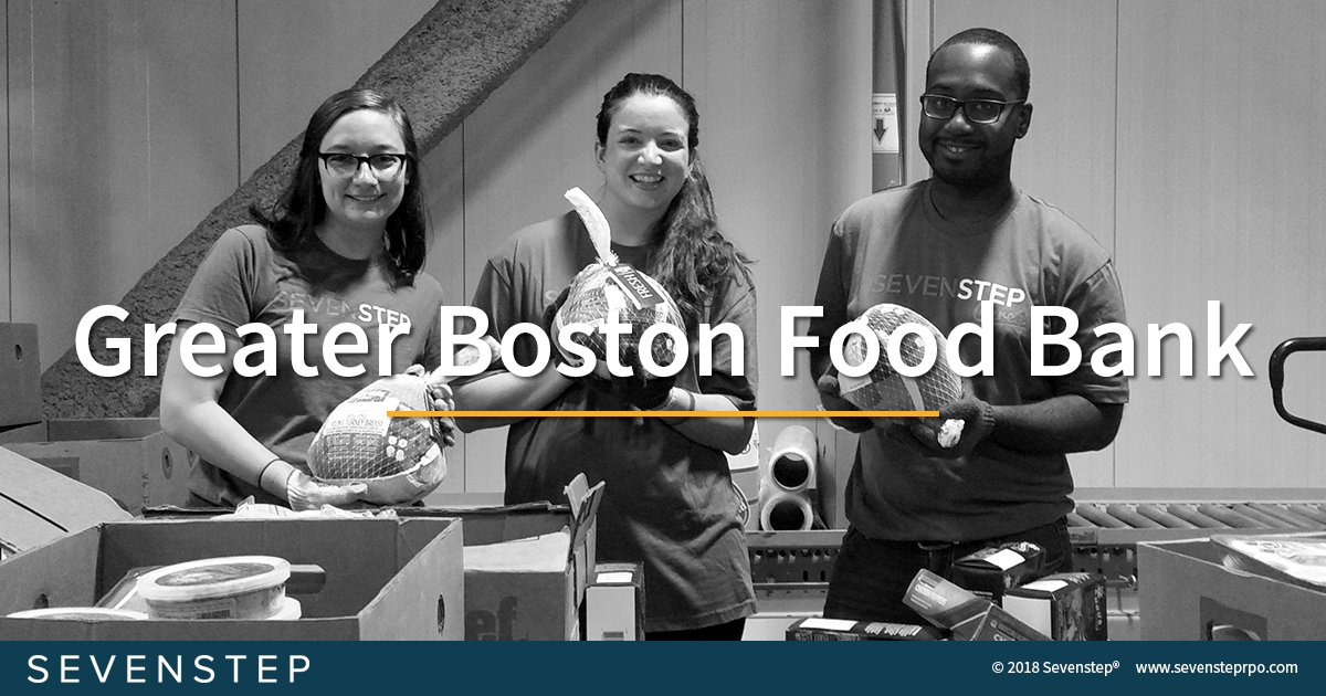 SevenstepTalent's tweet photo. We love seeing our employees giving back! At the weekend, volunteers from our #Boston office helped sort food donations for @Gr8BosFoodBank. Between them all, they sorted over 8,715 pounds of food that will be distributed to the local community 👍 https://t.co/mEfAIk8Ugj