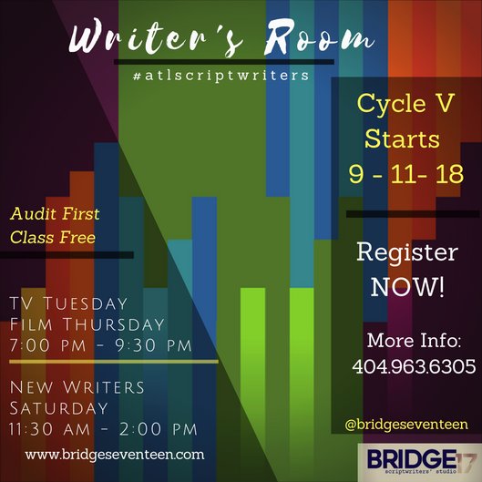 Bridge17Studio's tweet photo. B17 Writer's Room Classes. Registration Now Open! The last cycle of 2018 - The Art of Storytelling. 
https://t.co/WYKmUNGUN2 https://t.co/80Rs8U4fzj
