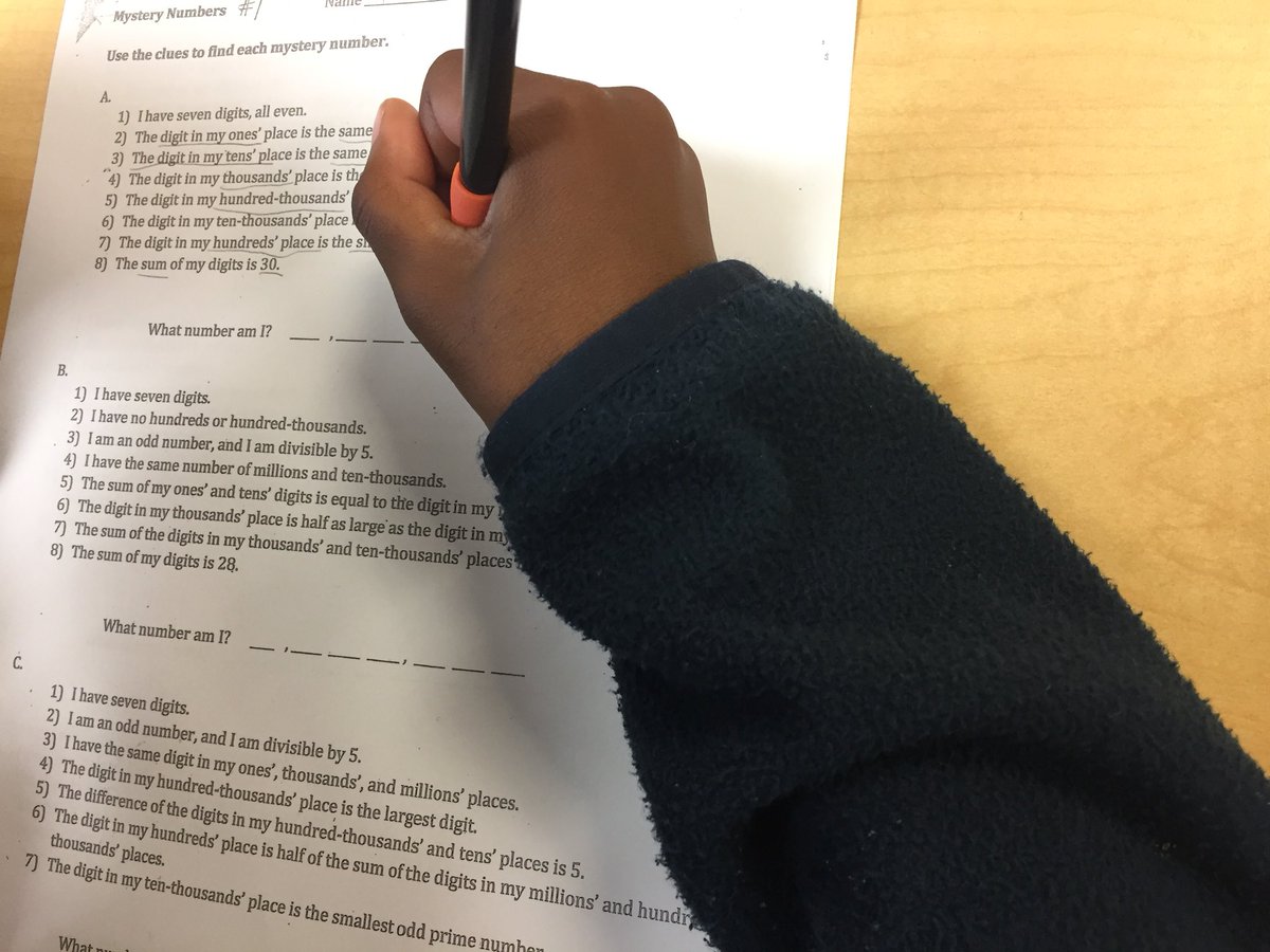 EylesMath's tweet image. Mystery #s - pl value, vocab, and persistent reasoning, oh my!#TrinityLearns #TrinityMath