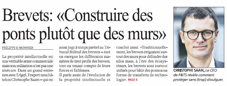 Grande interview dans l'Agefi du jour, où je parle de brevets, de trade secrets, et de #PTSSA ! Merci Philippe Monnier.
agefi.com/home/entrepris…