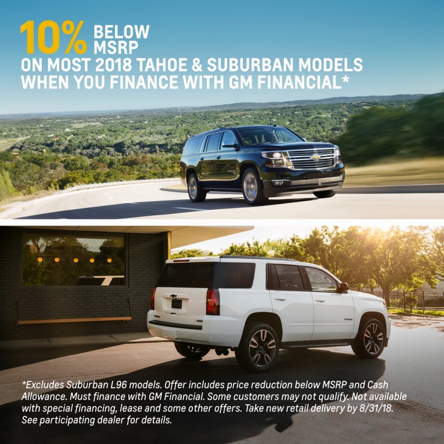 Confident. Capable. Connected. Visit us today for a great deal on a Chevy Tahoe or Chevy Suburban. pbxx.it/LZ4aox