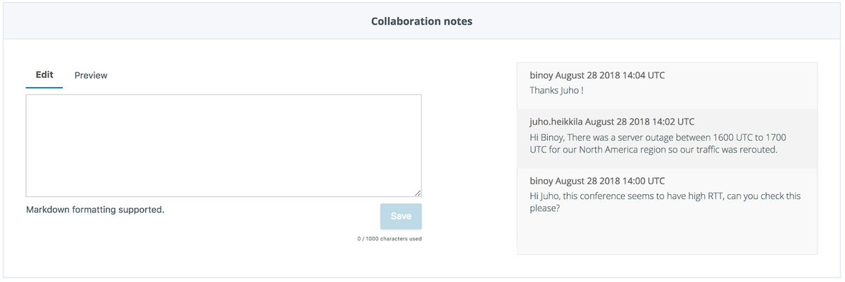 callstatsio's tweet photo. We are excited to announce that you can now collaborate in the https://t.co/gt8yLXEm7R dashboard with your team! Collaborate is now available on all plans. Start collaborating today. #webrtc #analyticsandmonitoring #rtc #realtimecomms #csioupdates

https://t.co/p1hLt5lEdq https://t.co/XPDfgGYhX6