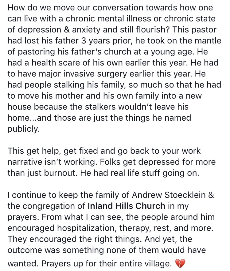 One of the most helpful commentaries I read on the pastor’s suicide has been by @GabbyCWilkes. Check it out!