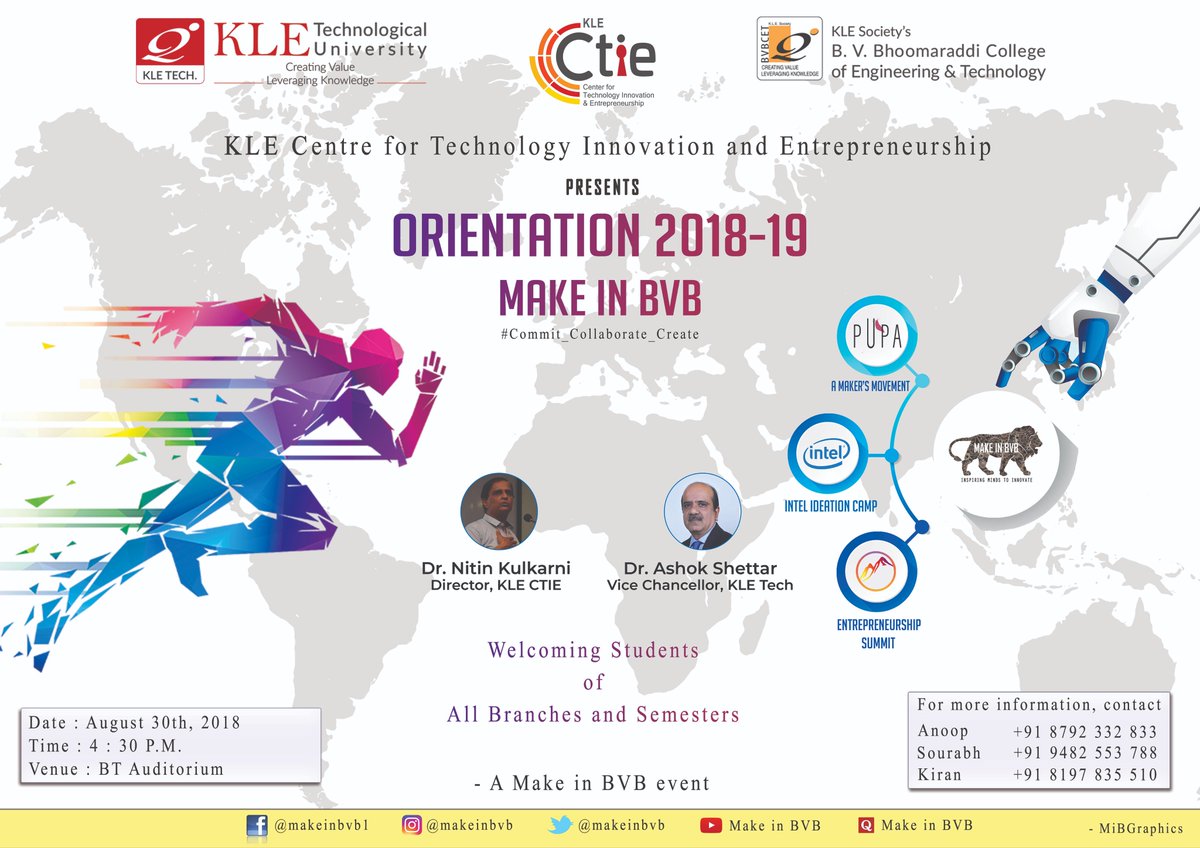 makeinbvb's tweet photo. Greetings from team Make in BVB..!! 🤩🤩

We Welcome you for the Orientation for the Academic Year 2018-19, as we kick-start PUPA 2O18.

Be present early to grab your seats!

Venue: BT Auditorium
Date: August 30, 2018.
Time : 4:30 P.M.
#makeinbvb @narendramodi https://t.co/83ZuYCuNVl