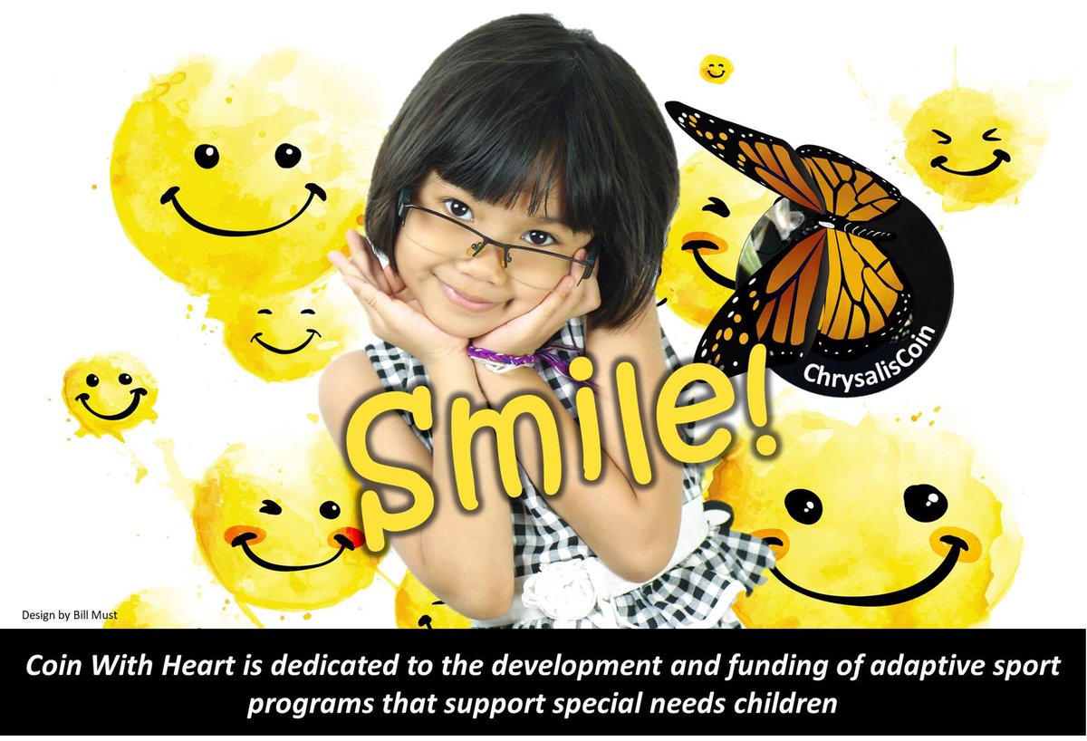 CoinWithHeart's tweet photo. The ‘Chrysalis Smile’ will be seen everywhere very soon thanks to #leytonbenta Read all about us at https://t.co/UUehNP2YdR 
#love #parents #disabilities #sports https://t.co/tmEnkBV4cx