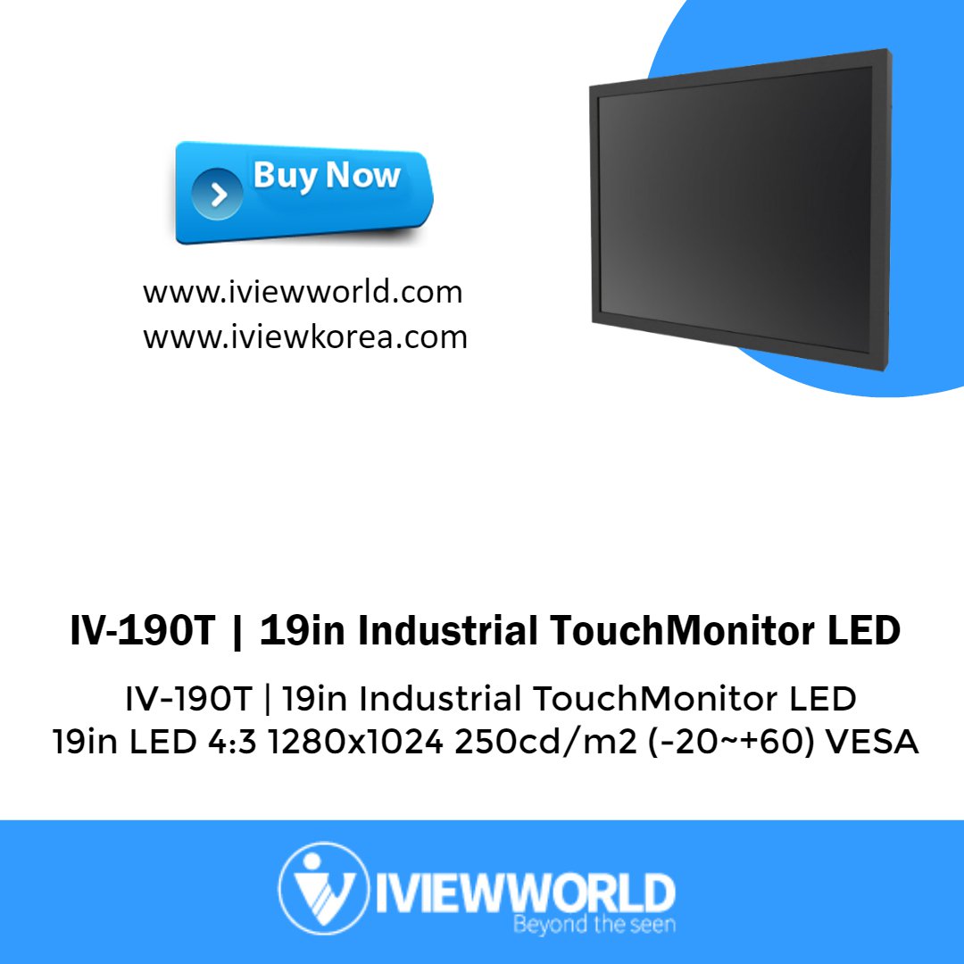 iviewworld1's tweet image. IV-190T | 19in Industrial TouchMonitor LED.
#iviewworld #robotcontrol #kios #did #smartfactory #automation #IndustrialMonitorLED #TouchScreen #TouchComputer #iviewkorea #Technology #LED #TouchPad #OnlineStore #BuyNow #HighQualityTouchScreen #Tech