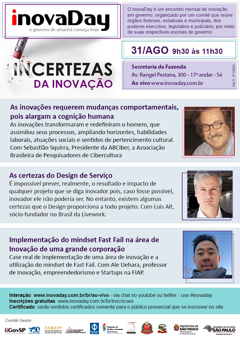 inovaDay's tweet photo. #inovaDay de Agosto - Incertezas da Inovação https://t.co/s1ltAdm5vc