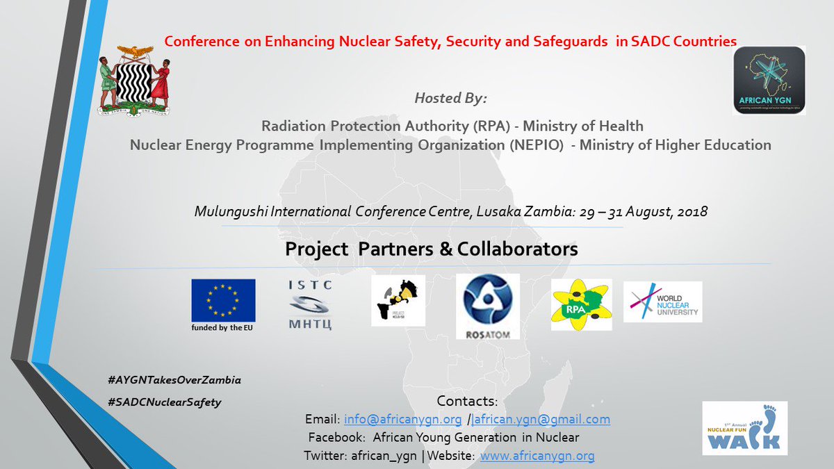 Registration for the "Conference on Enhancing Nuclear Safety, Security and Safeguards in SADC Countries" is open. International delegates are starting to arrive. #AYGNTakesOverZambia #SADCNuclearSafety