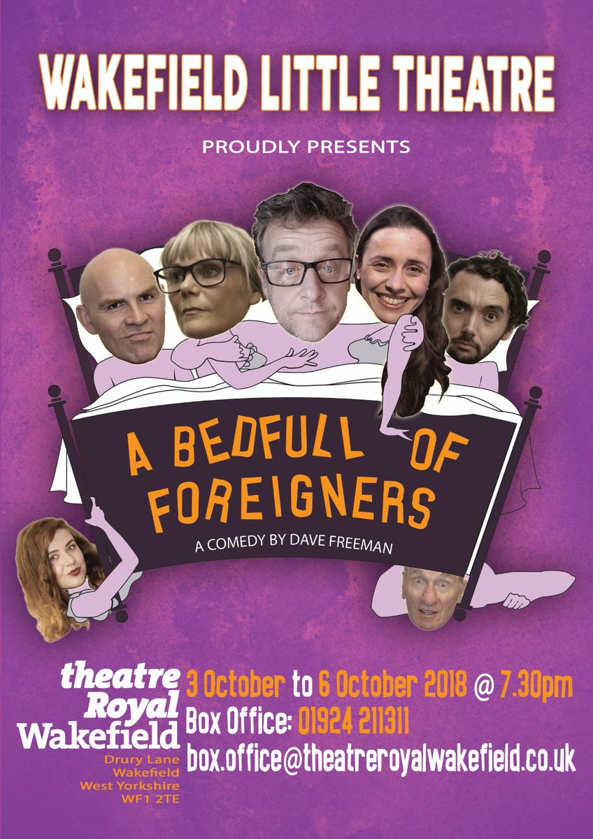 Rehearsals going very well for a very very funny play called "A Bedfull of Foreigners" - a fantastic cast- don't miss out. 3rd to 6th October 2018 at the Theatre Royal Wakefield -  Tickets available from: bit.ly/2oospCJ