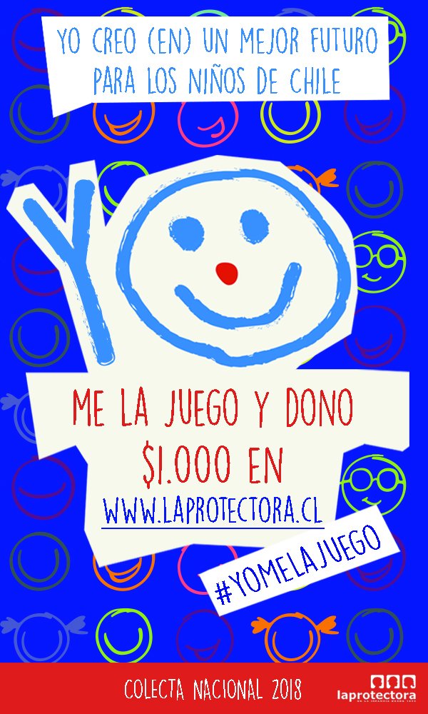 Laprotectora's tweet photo. Súmate a nuestra colecta nacional! Porque los niños creen en ti, juégatela y dona $1.000 en https://t.co/VSuU0iUwPS  #YomelaJuego 😉🙌🏼 #LaProtectora #ColectaLaProtectora https://t.co/2uBuM4nCT4