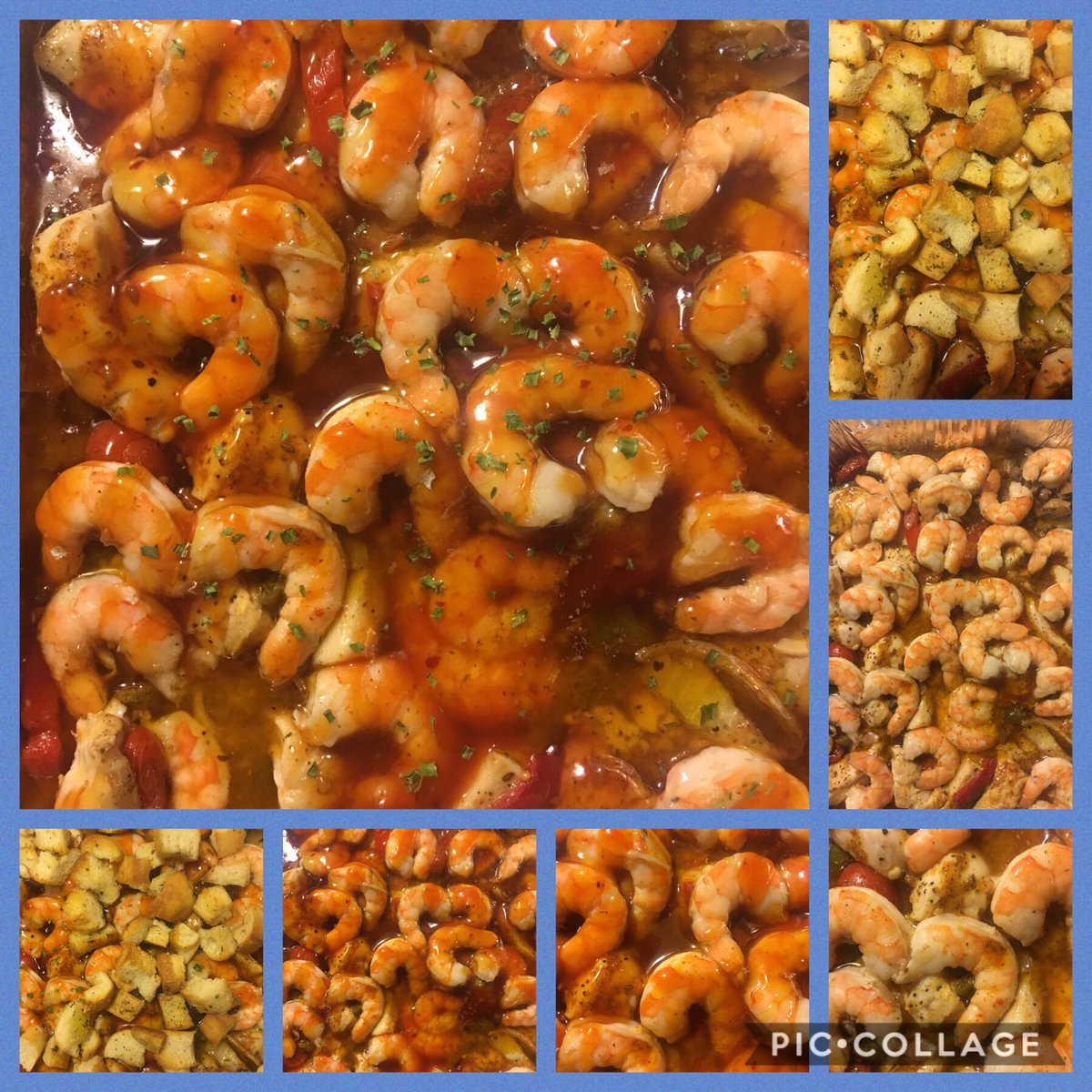 RicharsonTavia's tweet photo. Sweet and sour Chicken and General Taso Shrimp. With home made crotons. Quick meal all in one pan. On the side I had Mac 🧀 and broccoli 🥦, cheap dollar bag. I just added more broccoli 🥦 https://t.co/UeQKR0CYDo