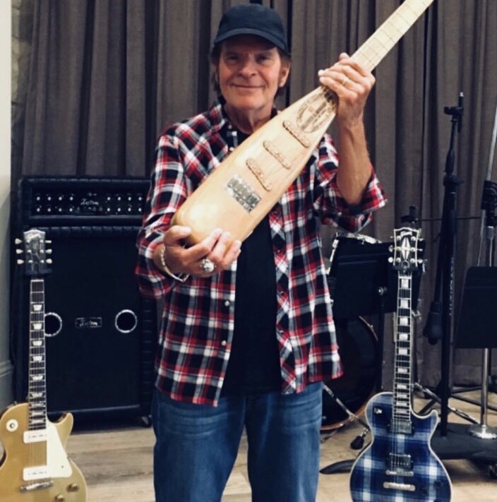 John_Fogerty's tweet photo. Let’s call this one the “Great Guitar Heist of the Hamptons.”... Thank you Chris for helping us out. #kidnappedguitars   https://t.co/QAhs2xPSJp https://t.co/KyY2Bail8j