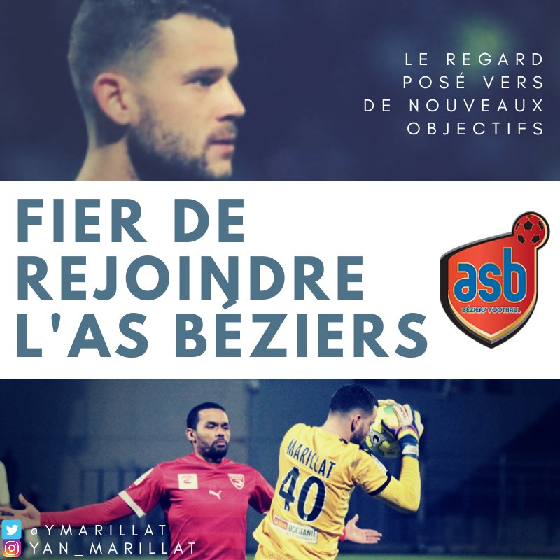 YMarillat's tweet photo. Je suis fier et heureux de vous annoncer ma signature à l'@ASBeziersFoot ! Nouveau maillot, nouvelles couleurs, mais toujours la même détermination #YM40 #ASB https://t.co/8bCU9ZXZOD