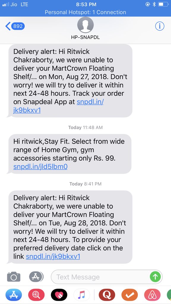 ritwick2708's tweet photo. @snapdeal @Snapdeal_Help hi ,your delivery agency is giving all wrong remarks . I stay in heart of the city but last 3 orders not delivered . remarks like “customer not available , non contacted etc“. All false remarks. No action from you till date . rit_chakraborty@yahoo.co.in https://t.co/X6c8X6SZP9