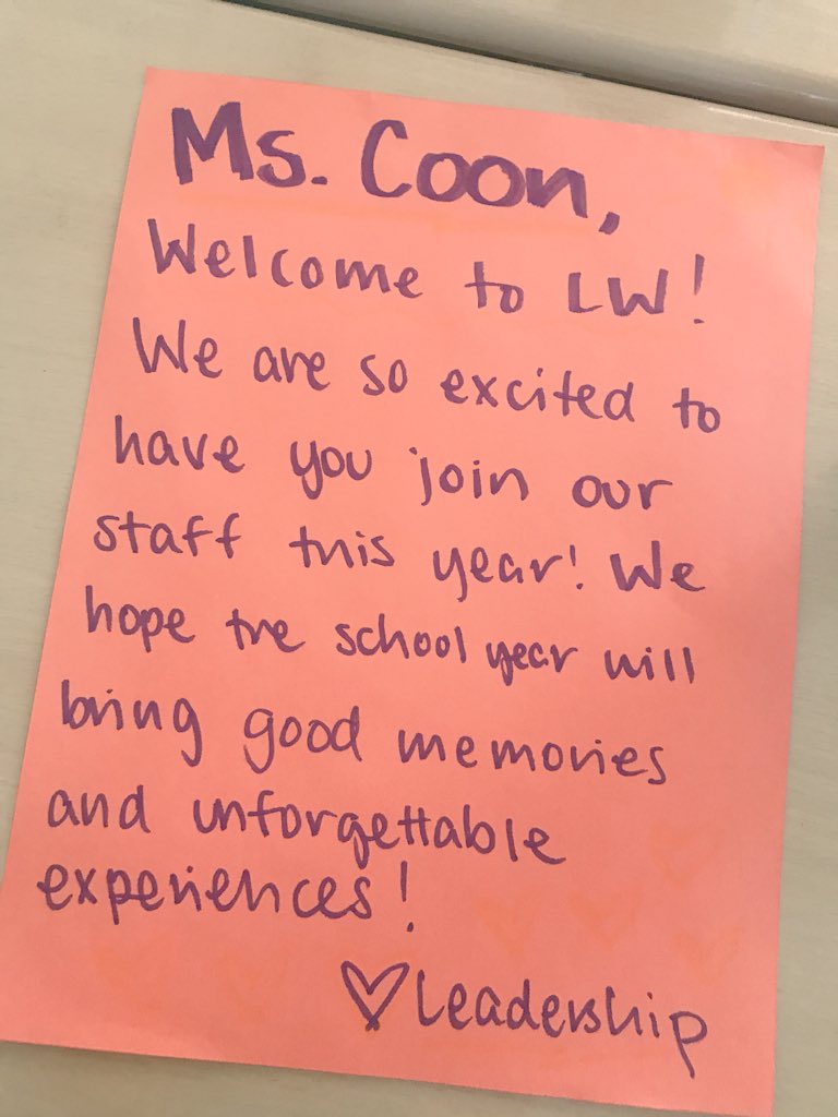 MichelleCoon212's tweet photo. Loved this surprise in my classroom this morning! Thank you @LakeWashHS Leadership for the welcome note 😊 #aLWaysrising https://t.co/mtUQIBe4mE