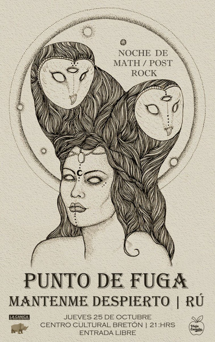 pdefugamx's tweet photo. ¡Nueva fecha! Nos vemos el próximo 25 de octubre en Centro Cultural Andrè Bretón junto a @OficialKMA y @LosdeRu. Se va a poner bueno🦉🦉🦉🦉 #MathRock #PostRock #MarchaFantasma https://t.co/H5YxU66NlO
