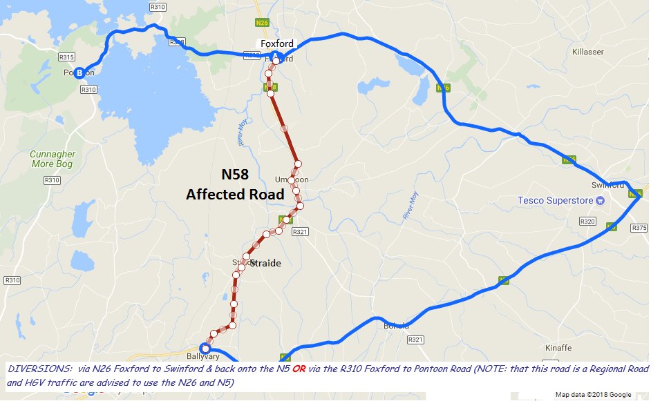 Mayo County Council on Twitter "Due to road surfacing work on the N58