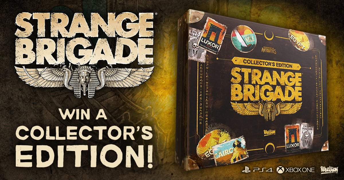 StrangeBrigade's tweet photo. We've got a special #TreasureTuesday for you today - you can win a #StrangeBrigade Collector's Edition! Simply:

🏆 Follow us!
🏆 Retweet this post!

Winner will be picked later this week! Good luck... https://t.co/IUbJImH1Fv