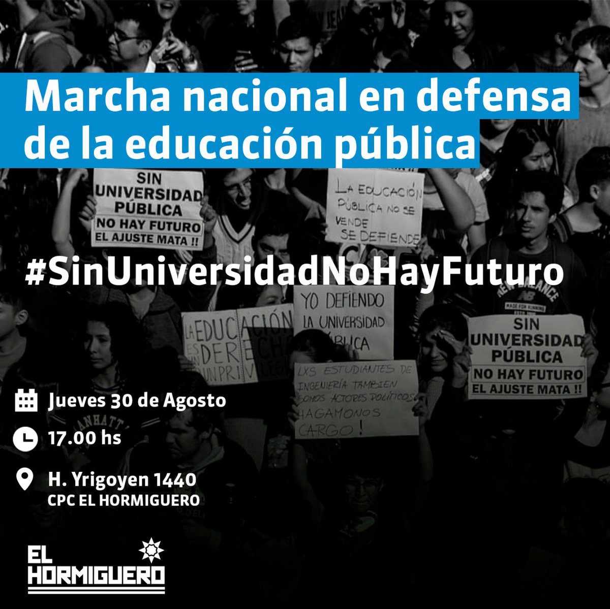 👉Este Jueves marchamos para defender la educación pública, gratuita, laica y de calidad. Marchamos para exigirle al gobierno que deje de ajustar y desfinanciar a las Universidades porque la educación es el futuro #ParoDocente #UniversidadesEnPeligro #SinUniversidadesNoHayFuturo