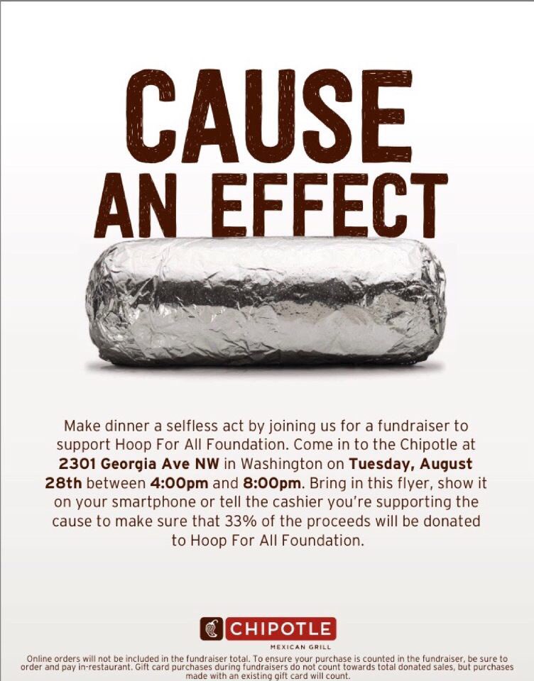 EvryBdyEatsB's tweet photo. #HoopForHope is back and better than ever! Come eat with us TODAY 4pm-8pm at Chipotle in support of #HoopForHope7! Make sure you show this flyer at checkout! https://t.co/dApXsJ9XHm