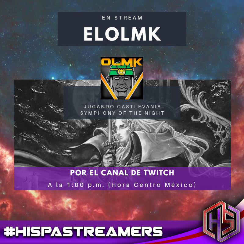 Hispastreamers's tweet photo. En vivo con @Olmk uno de nuestros Mods en @hispastreamers
#HispaMod #HispaStreamers #moderador #Castlevania #EstoyEnTwitch https://t.co/hXrKqWtNtb