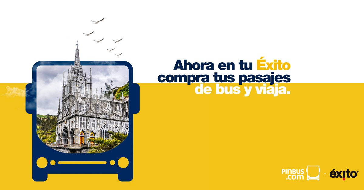 almacenesexito's tweet photo. ¿Quieres conocer los lugares más lindos de #Colombia? Ahora es más fácil hacerlo gracias a la alianza entre #Pinbus y #TuÉxito. ¡Ven por tus tiquetes de transporte terrestre y evita las largas filas de las terminales! https://t.co/53PmWjhsEe