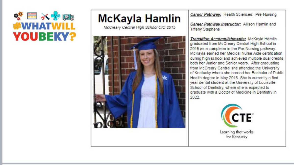 KyDeptofEd's tweet photo. In #kystateofed @WayneDLewis mentions @WhatwillyoubeKY campaign aimed at informing students about career pathways! McKayla Hamlin is a great example of a career & technical education success story! https://t.co/n960KEspjE