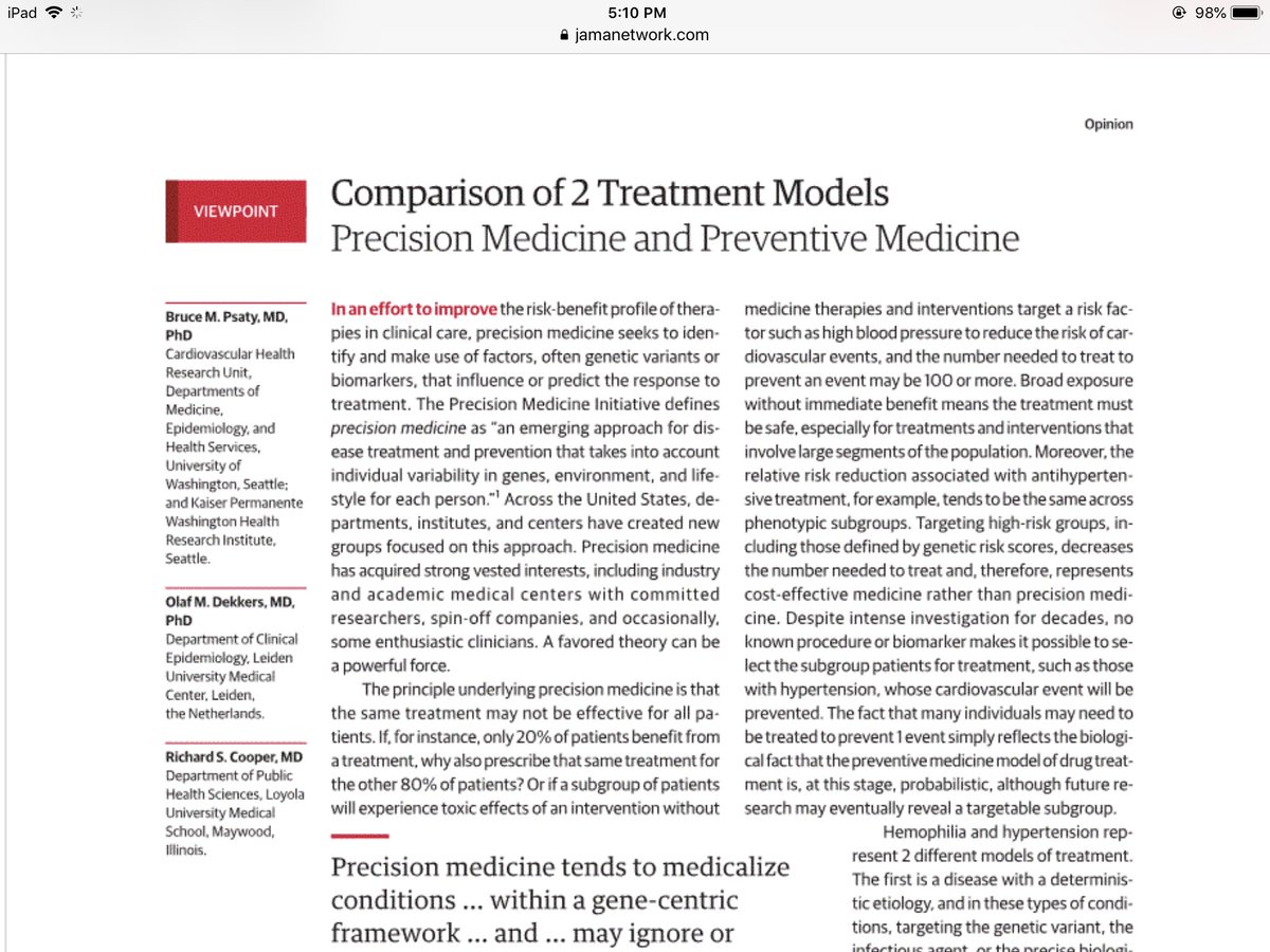 Muin J. Khoury (@muinjkhoury) on Twitter photo There is really no need to contrast precision medicine with preventive medicine: Precision medicine can be more preventive, and preventive medicine can be more precise.  Via <a href="/JAMA_current/">JAMA</a> jamanetwork.com/journals/jama/… There is really no need to contrast precision medicine with preventive medicine: Precision medicine can be more preventive, and preventive medicine can be more precise.  Via <a href="/JAMA_current/">JAMA</a> jamanetwork.com/journals/jama/…