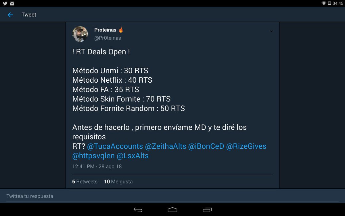 40 RTs y @Pr0teinas me da un Método Netflix!  sigan a @J0aquinJR !

Ayuda!!! @ALTSJUANCHO @AltsCrazyy @RizeGives <a href="/PrincessVzl/">👑Princess👑</a> <a href="/JostianAlts/">☇JosTian☇🇵🇪 [11,5k] 🇵🇪 | ❤ TAGME = RT ❤</a> <a href="/titirimundache/">🔥El Titirimundache🔥 [0.1]</a> @ConfecionesAlts