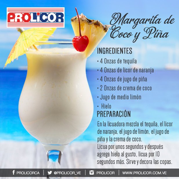 PROLICOR_VE's tweet photo. #RompeLaRutina con el cóctel "Margarita de Coco y Piña" #Tequila #Piña #Coco #Limon #ProlicorTips https://t.co/6sr5qpjkux