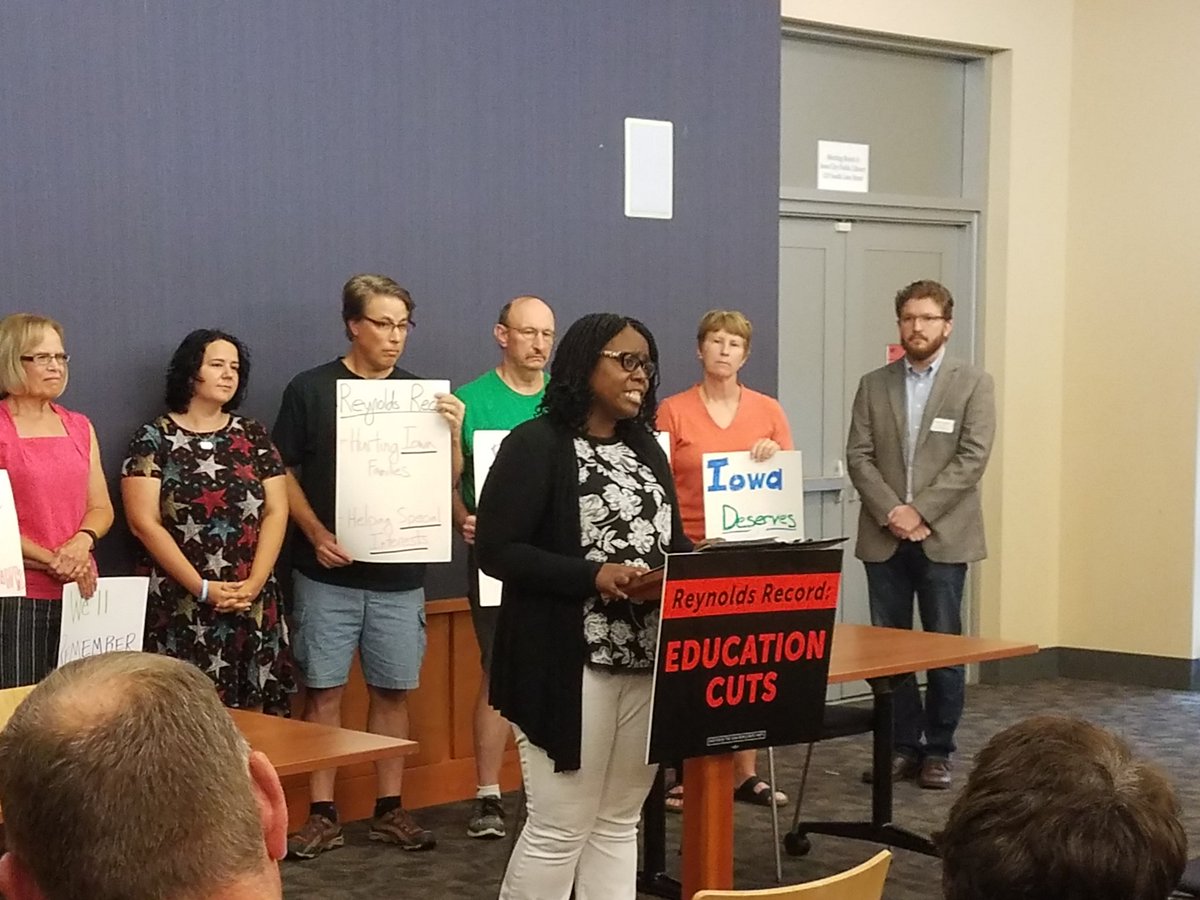 blairlawton's tweet photo. A few highlights from today's @iowademocrats &amp; @JohnsonCoDems "Reynolds Record: Education Cuts" tour event in Iowa City! #IADemProud #Organizing #IA02 https://t.co/iGkElHH31i