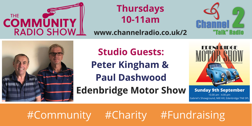 The Community Show🎙 (@community_show) on Twitter photo Joining <a href="/LauraCLawrence/">Laura Lawrence 😀</a> and <a href="/JWool_OFFICIAL/">Joseph Wooltorton</a> in the studio this week are Peter Kingham and Paul Dashwood from <a href="/edenmotorshow/">Edenbridge Motorshow</a> - find out all about this big event taking place on Sunday 9th September by tuning in 10am at channelradio.co.uk/two THIS Thursday! #Edenbridge Joining <a href="/LauraCLawrence/">Laura Lawrence 😀</a> and <a href="/JWool_OFFICIAL/">Joseph Wooltorton</a> in the studio this week are Peter Kingham and Paul Dashwood from <a href="/edenmotorshow/">Edenbridge Motorshow</a> - find out all about this big event taking place on Sunday 9th September by tuning in 10am at channelradio.co.uk/two THIS Thursday! #Edenbridge