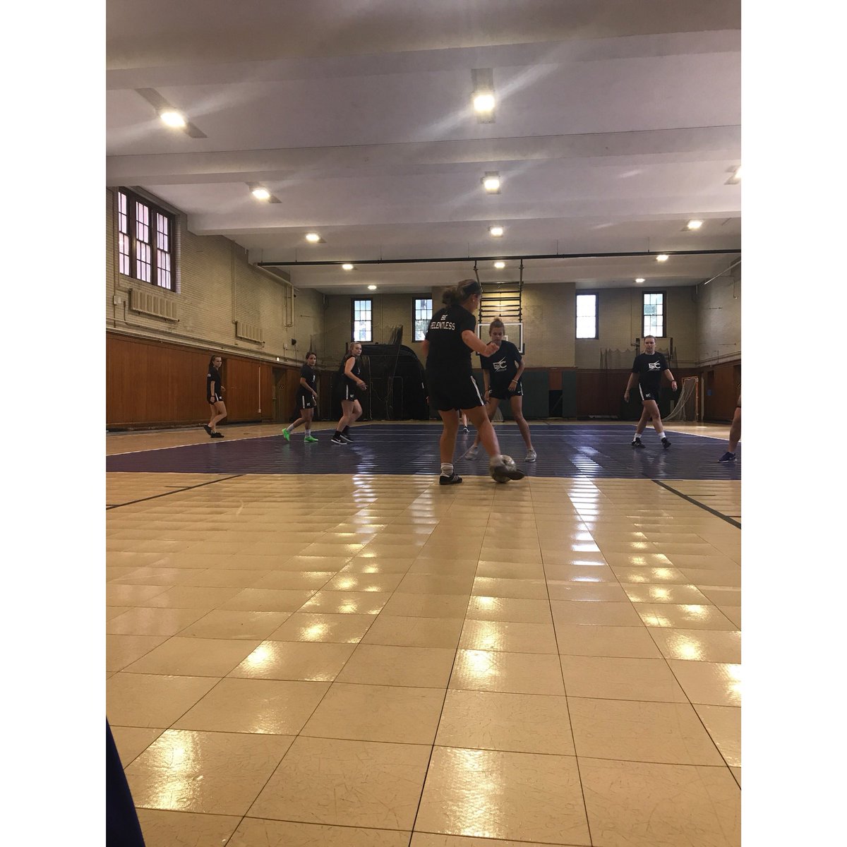 ElmsBlazersWSOC's tweet photo. Way too hot to go outside so we’ll just move training inside. #BeRelentless #ECeffort https://t.co/EahA9rnOIn