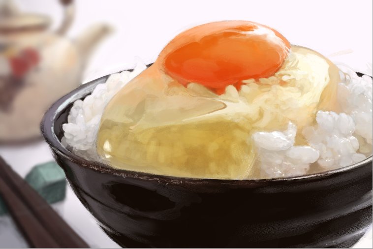 rice food bowl blurry food focus egg simple background  illustration images
