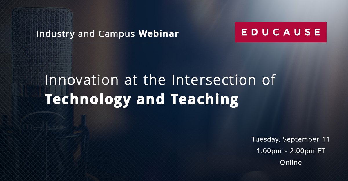 Register for the #IndustryWeb Innovation at the Intersection of Technology and Teaching. Join <a href="/leifnelson/">Leif Nelson</a> and contemplate the role of innovation as it relates to the function of #HigherEd as a public good. events.educause.edu/webinar/2018/i… #EdTech