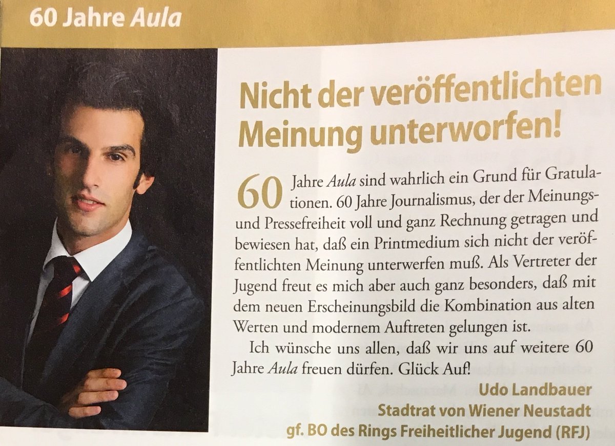 sosmitmensch's tweet photo. Landbauer startet polit. Wiedereinstieg gleich mit Unwahrheit: Er habe sich „immer klar von Extremismus und Antisemitismus distanziert“, behauptet er. Doch er war führendes Mitglied von rechtsextremer Burschenschaft &amp; hat der rechtsextremen &amp; antisemitischen „Aula“ zugejubelt! https://t.co/rX9ehbUkmr