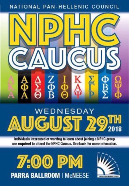 Mcneese_NPHC's tweet image. Don’t forget about the NPHC Caucus tomorrow at 7pm in Para Ballroom ! Business casual attire and come with questions for our organizations. Cant wait to see you there